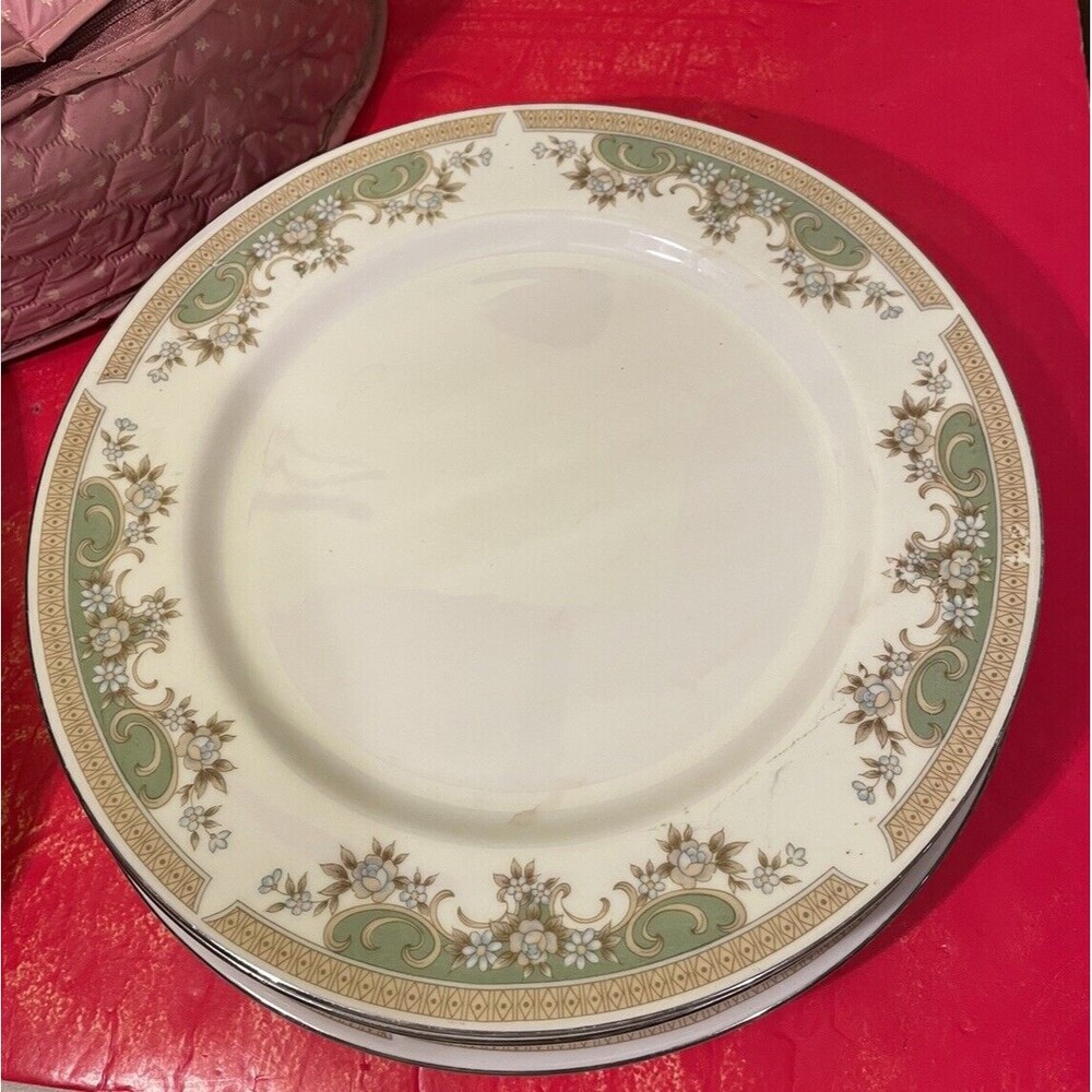 Nagara China Made in Japan 10 Inch Dinner Plate Blue Green Gold Replacement 3pcs - Picture 2 of 3